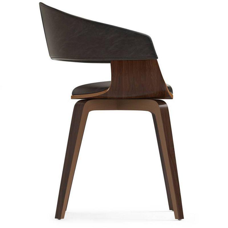Simpli Home Lowell Bentwood Upholstered Dining Chair with Curved Backrest in Mid-Century Modern Style