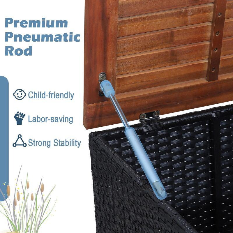 Costway 3PCS Outdoor Patio Rattan Furniture Set Wooden Table Top Cushioned Sofa Black