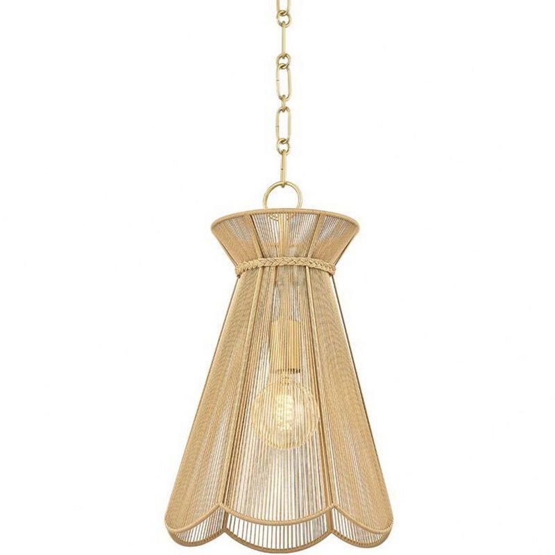 Aaliyah Aged Brass Pendant Light with Cotton Shade