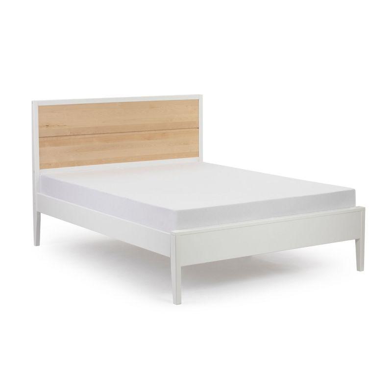 Plank+Beam Duo Solid Wood Queen Bed Frame with Panel Headboard, Modern Platform Bed with Wood Slat Support, No Box Spring Needed, White/Birch