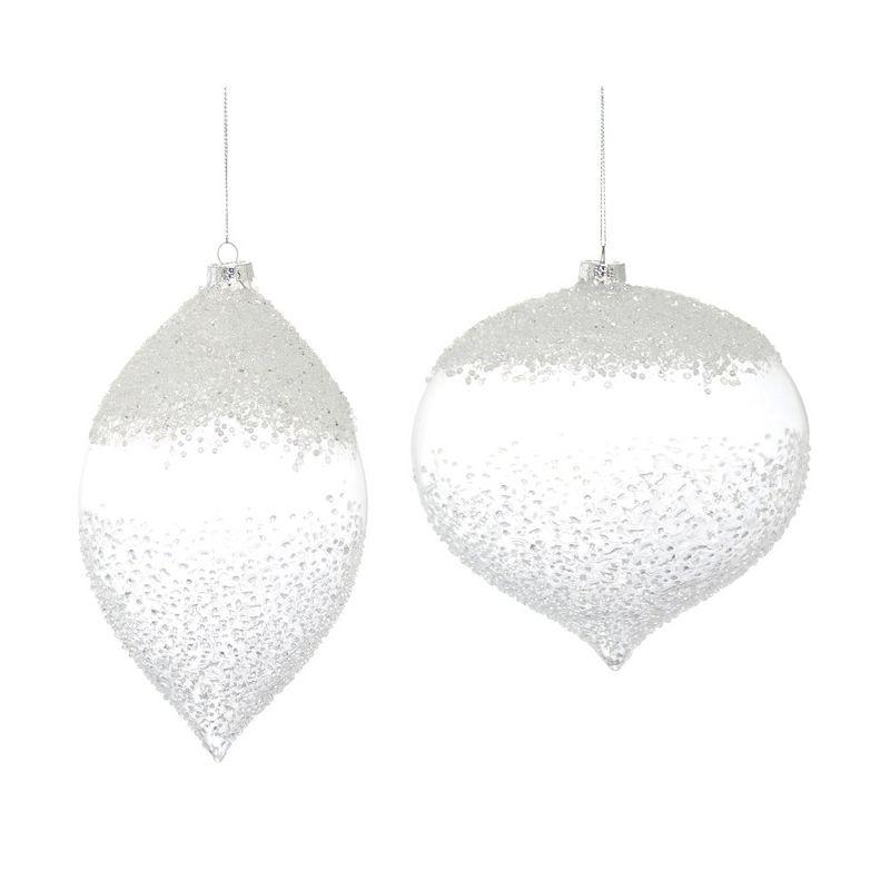 Melrose White Beaded Glass Ornament (Set of 4)