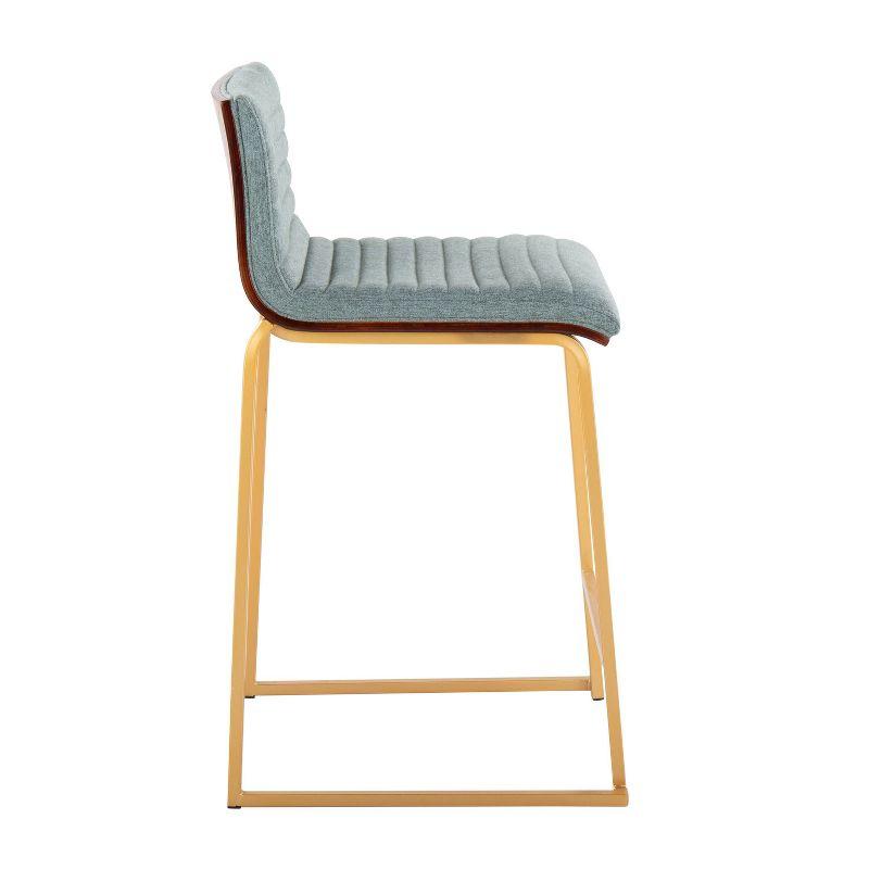Set of 2 Mason Mara Counter Height Barstools Gold/Walnut/Green - LumiSource