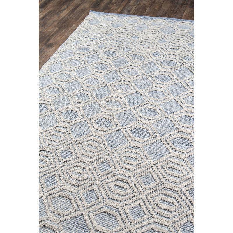 Handmade Tufted Geometric Light Blue Synthetic Area Rug