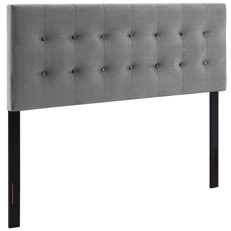 Modway Full Emily Tufted Performance Velvet Headboard Gray: Padded, Adjustable, Wood Frame Mounted