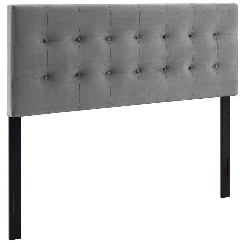 Gray Full Tufted Velvet Upholstered Headboard