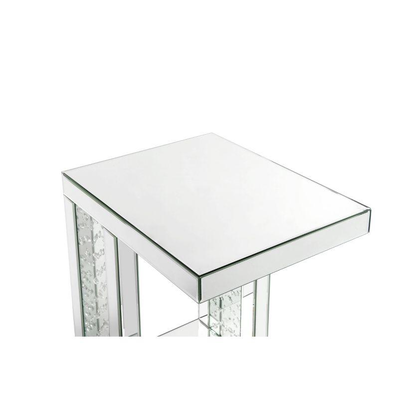 20" Nysa Accent Table Mirrored & Faux Crystals Inlay: No Assembly, Square Legs - Acme Furniture