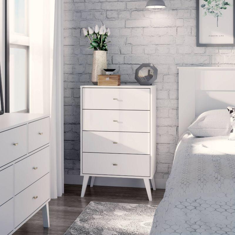 Mid-Century Modern 4 Drawer Chest White - Prepac