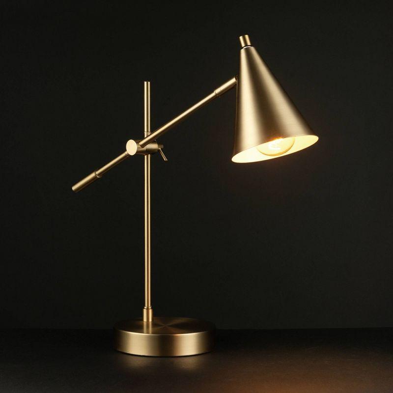 18" Tacoma Balance Arm Desk Lamp Matte Brass - Globe Electric: Adjustable, Cone Shade, ETL Listed