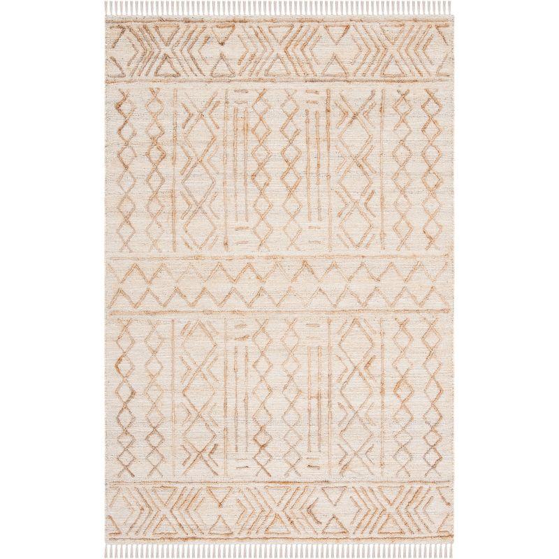 Hand-Knotted Cotton Natural Fiber Rectangular Area Rug