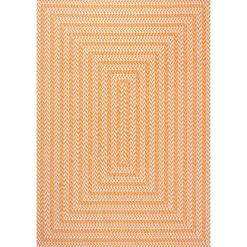 Chevron Modern Concentric Squares Indoor/Outdoor Area Rug - JONATHAN Y