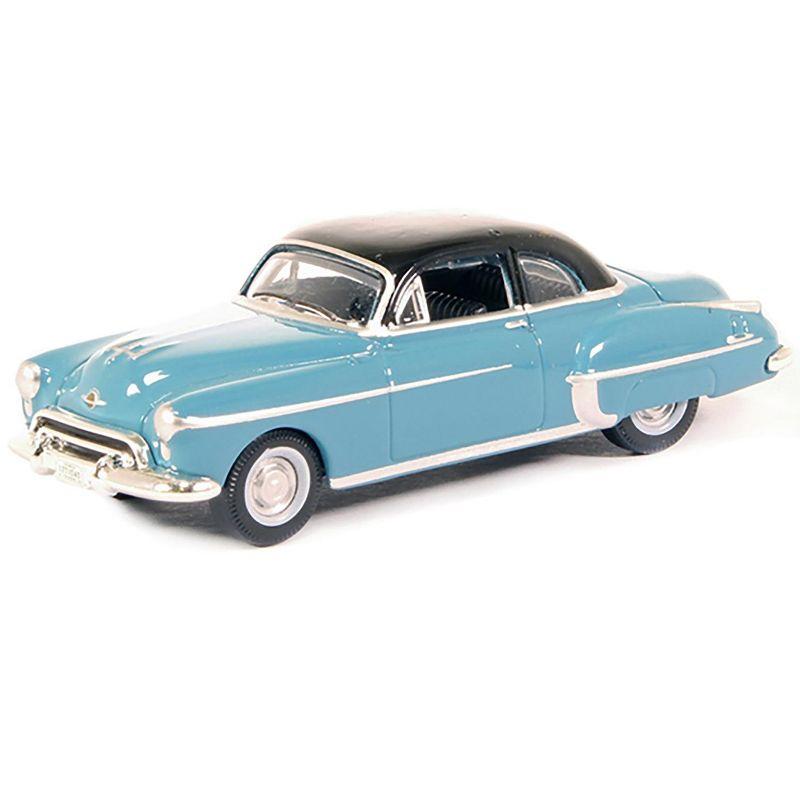 1950 Oldsmobile Rocket 88 Coupe Crest Blue with Black Top 1/87 (HO) Scale Diecast Model Car by Oxford Diecast