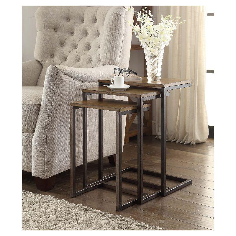 Carolina Living Caroline Nesting Table Set - Harvest Oak/Aged Iron and Table