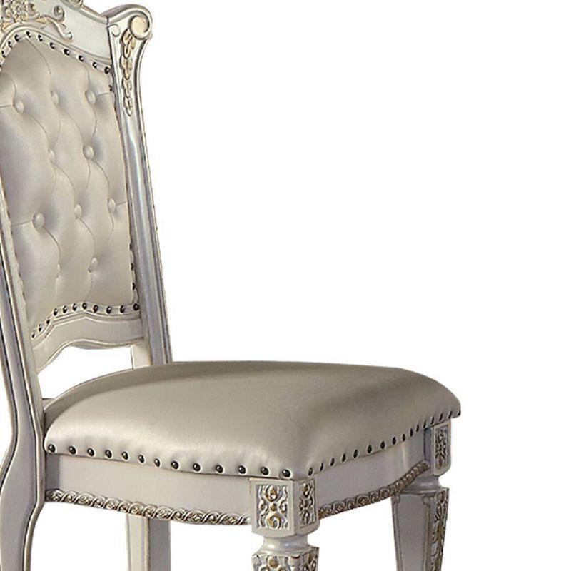 20" Vendome Dining Chair Antique Pearl Finish - Acme Furniture: Elegant Leather Upholstery, Nailhead Trim, Wood Frame