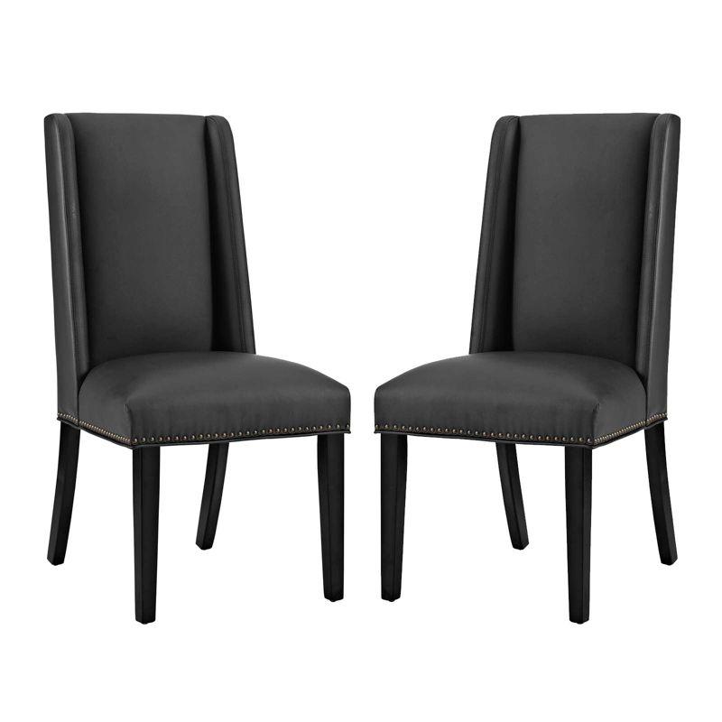 Modway Baron White Vinyl and Wood Frame Dining Chairs