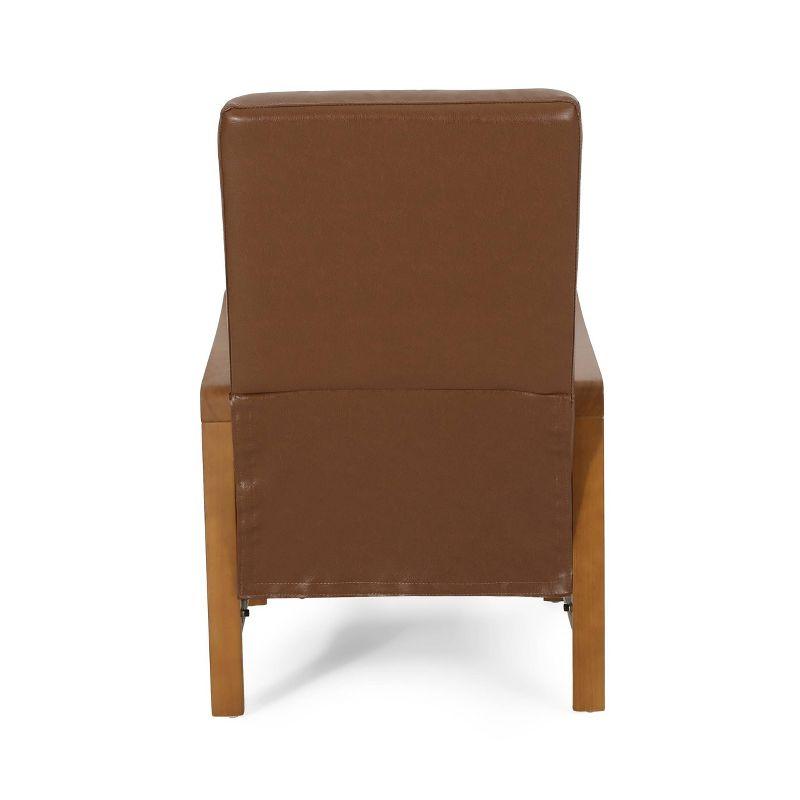 Munro Contemporary Channel Stitch Pushback Recliner Cognac Brown/Teak: Comfortable Upholstered Accent Chair - Christopher Knight Home