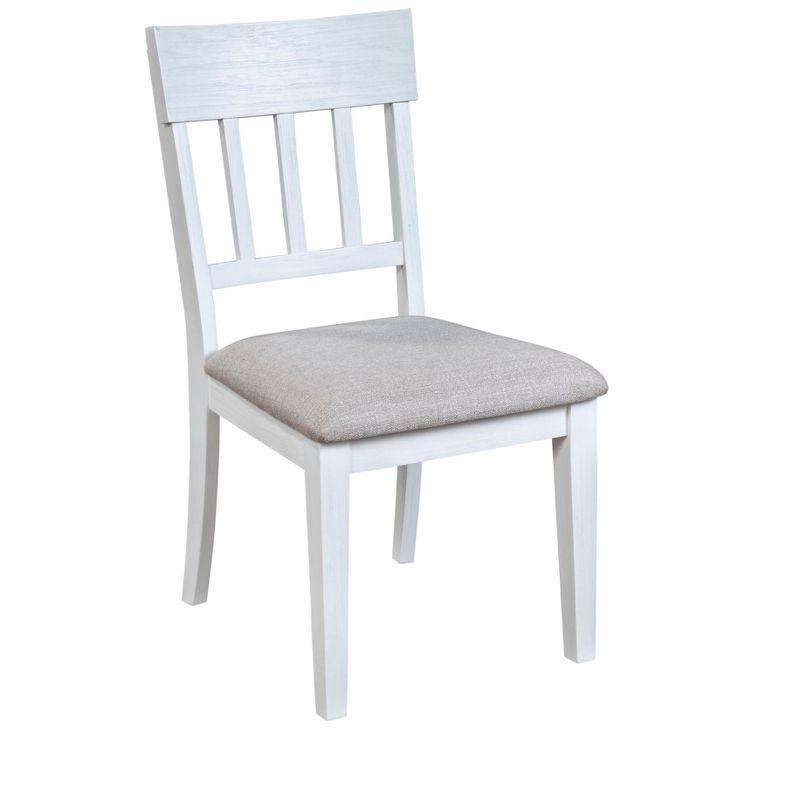 Transitional Slat-Back Upholstered Side Chair in Mystic White