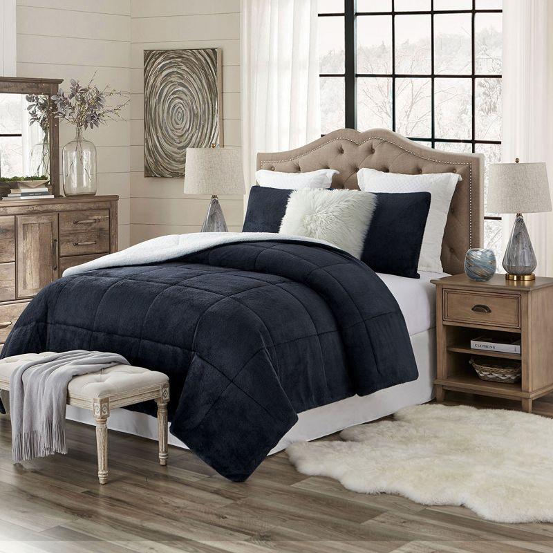 Ultra Plush Reversible Faux Fur and Sherpa 3-Piece Comforter Set