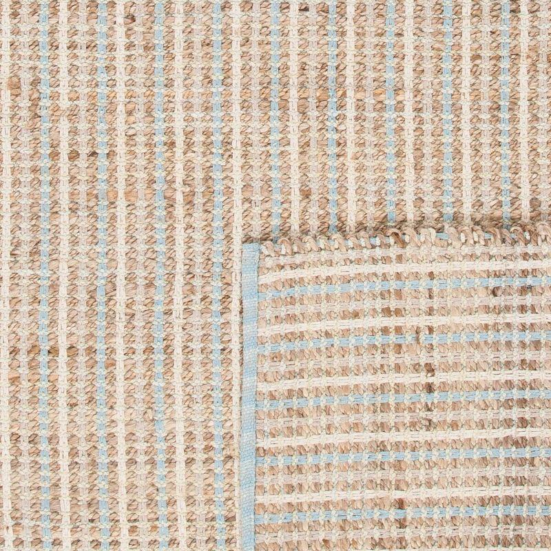 Natural Hand-Knotted Cotton Stripe 4' x 6' Area Rug