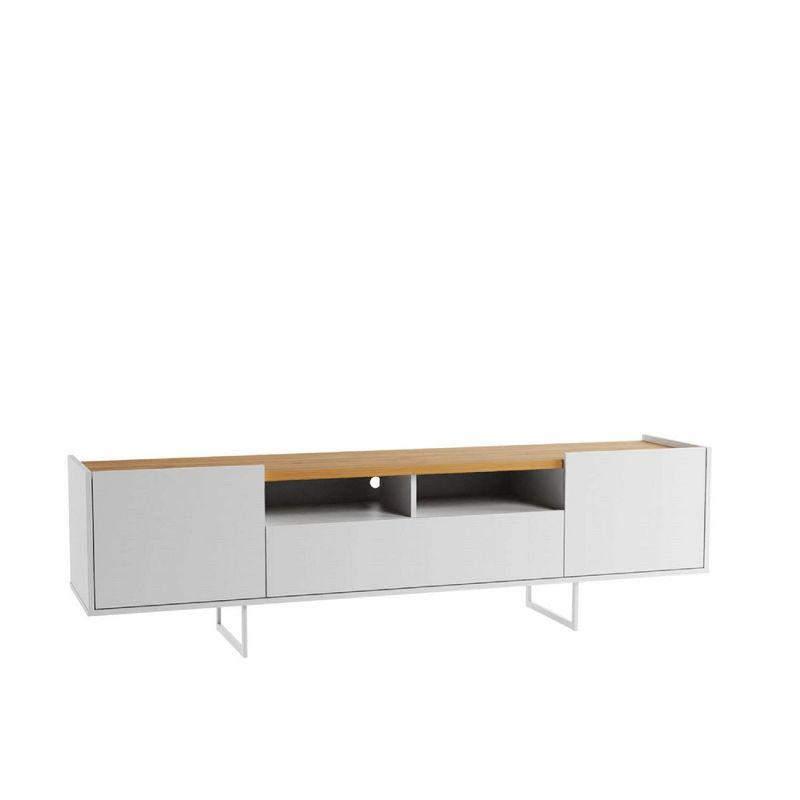 Winston TV Stand for TVs up to 65" White/Cinnamon - Manhattan Comfort: Entertainment Center with Cable Management