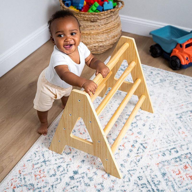 Avenlur Maple Baby Pikler - Wood Small Triangle Climbing Set with Ladder Slide and Rocker