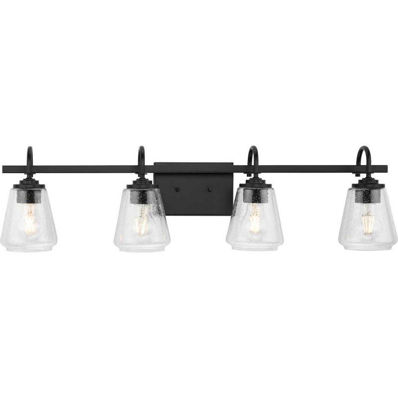 Progress Lighting Martenne 4-Light Vanity Light, Matte Black, Seeded Glass - Elegant, versatile fixture for modern farmhouse and urban industrial