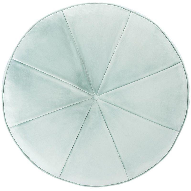 Mint Green Velvet Round Storage Ottoman