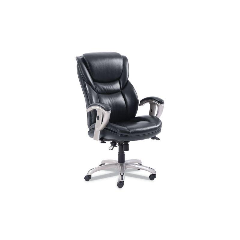 SertaPedic Emerson Luxe Executive Leather Task Chair, Black with Silver Base