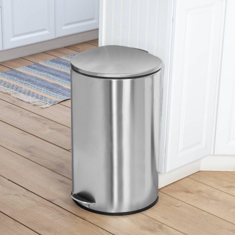 Honey-Can-Do 40L Semi Round Stainless Steel Step Trash Can