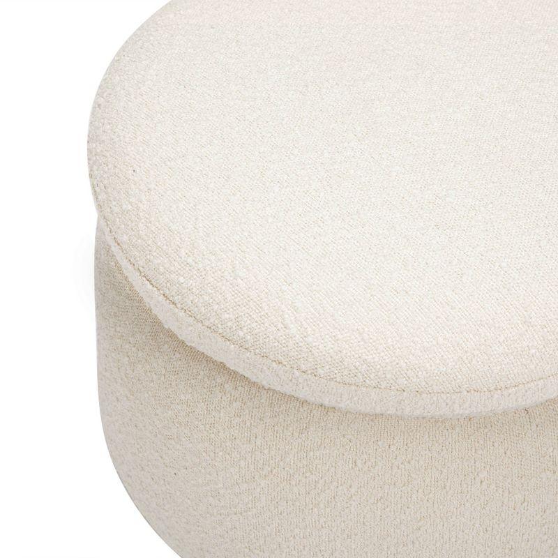 Enoki 21" Cream Boucle Round Storage Ottoman