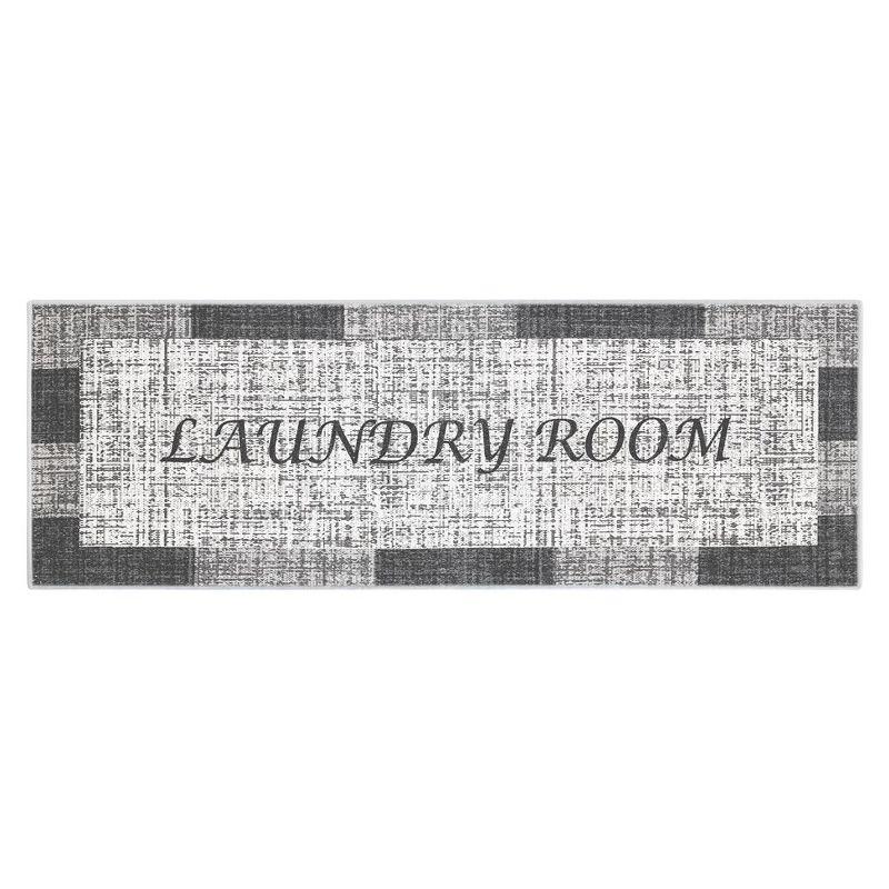 SUSSEXHOME Washable Indoor Laundry Room Rug Runner - 70 % Cotton Kitchen Floor Mat[Gray&White]
