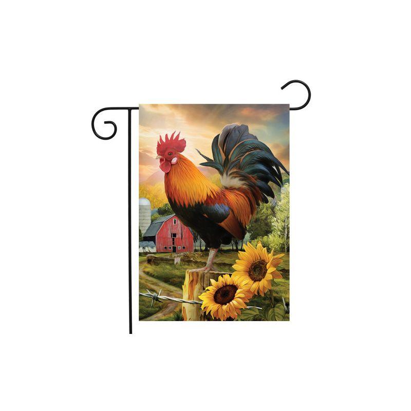 Fancy Rooster Summer Garden Flag Dawn Farm Barn 18" x 12.5" Briarwood Lane