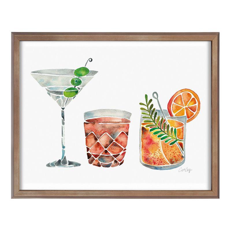 Classic Cocktails Framed Glass Wall Art with Gold Frame