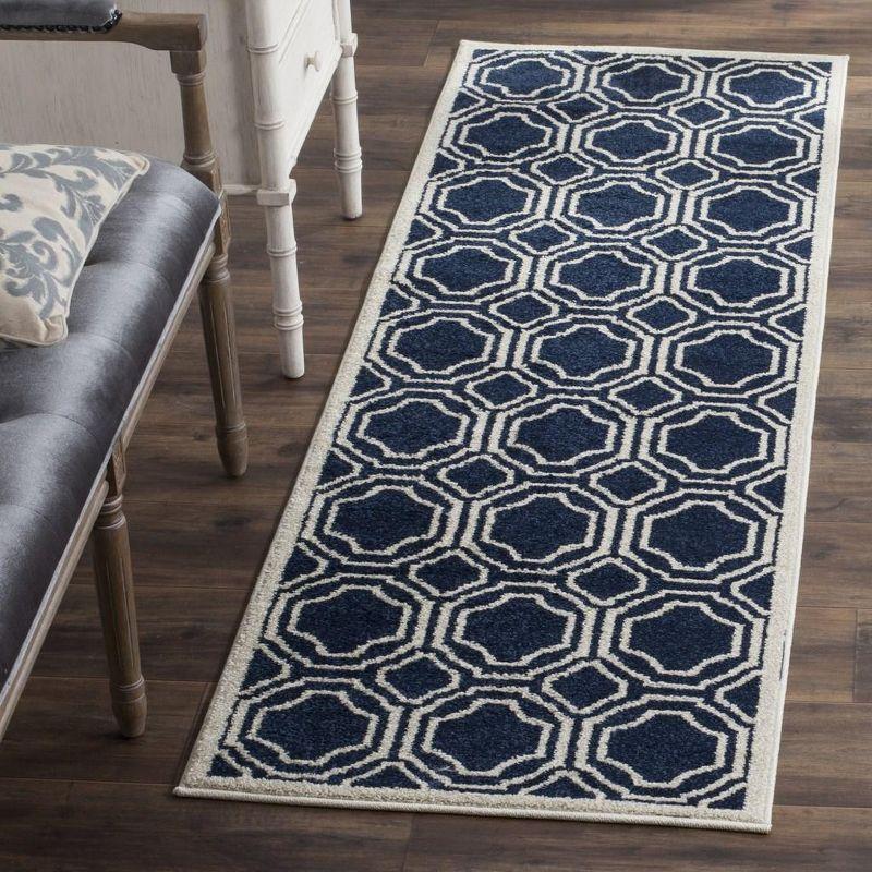 Ivory Geometric Easy-Care Synthetic Area Rug - 27"x11"