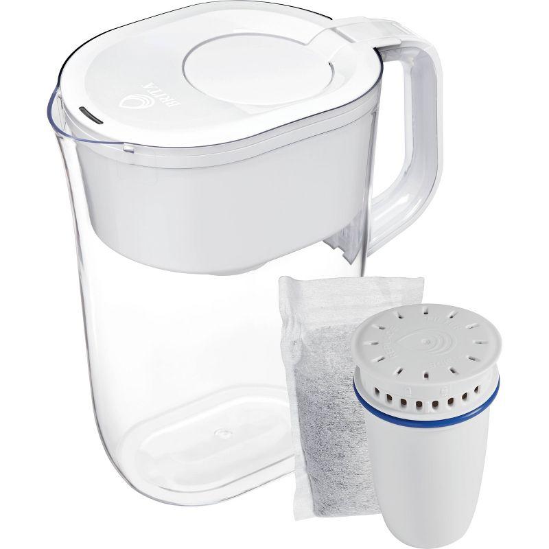 Brita Water Filter 10-Cup Tahoe Water Pitcher Dispenser with Refillable Water Filter - White: BPA-Free, Filters Chlorine & Lead