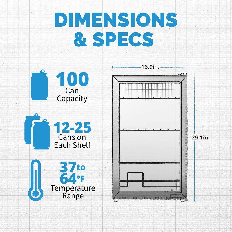 Newair 100 Can Beverage Fridge With Glass Door, Small Freestanding Mini Fridge In Stainless Steel