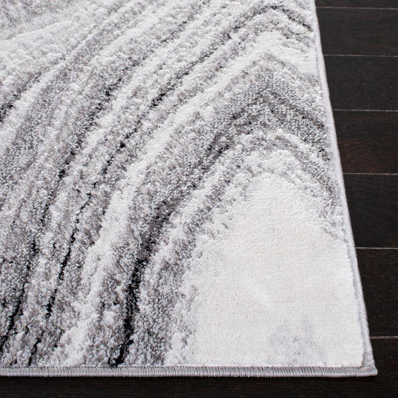 Light Grey and Ivory Abstract Marble Area Rug