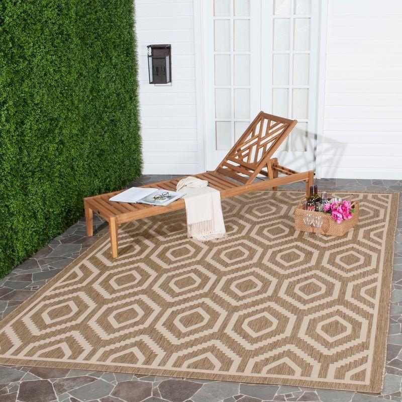 Brown and Bone Geometric Indoor/Outdoor Area Rug