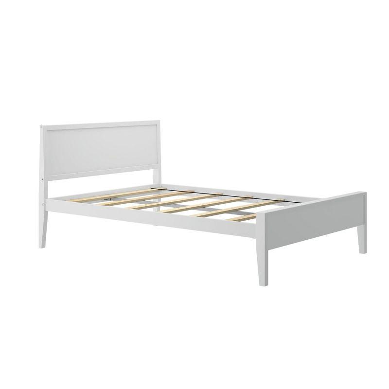 Plank+Beam Solid Wood Full Bed Frame with Panel Headboard, Modern Full Platform Bed with Wood Slat Support, No Box Spring Needed