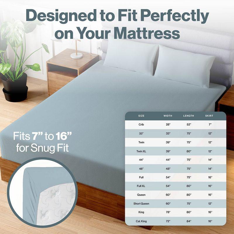 Superity Linen Queen Fitted Sheet - 100% Premium Cotton - 200 Thread Count - Blue