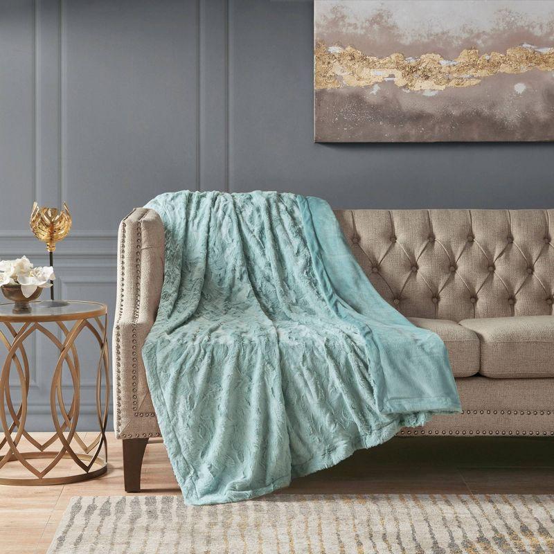 60"x70" Oversized Marselle Faux Fur Throw Blanket - Madison Park