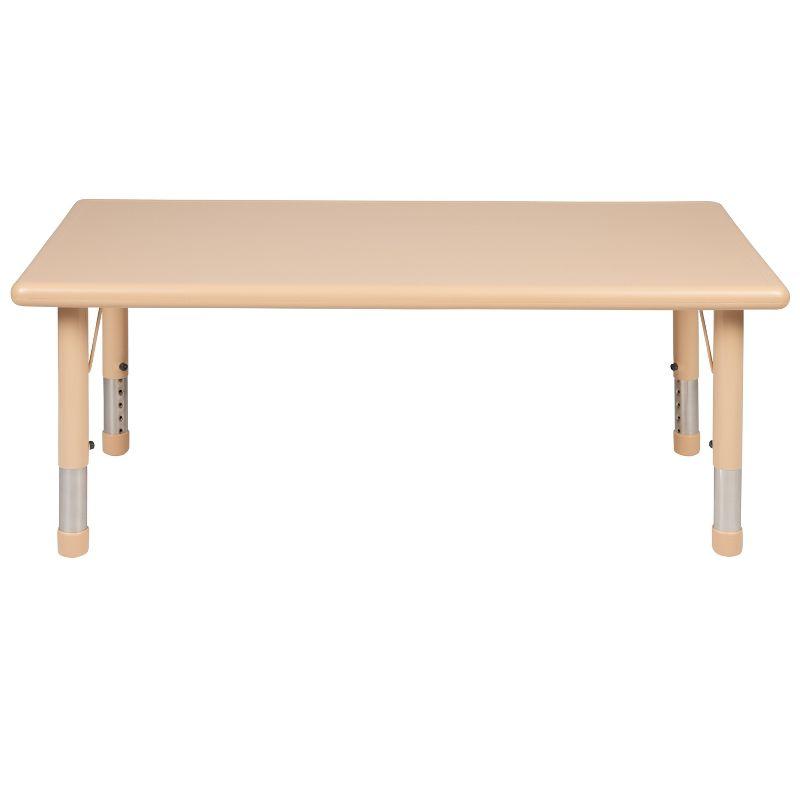 Emma and Oliver 24"W x 48"L Natural Plastic Adjustable Activity Table - School Table for 6