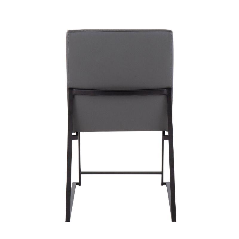 Set of 2 High Back Fuji Dining Chairs Leather/Steel Black/Gray - LumiSource: Upholstered, Modern, Armless