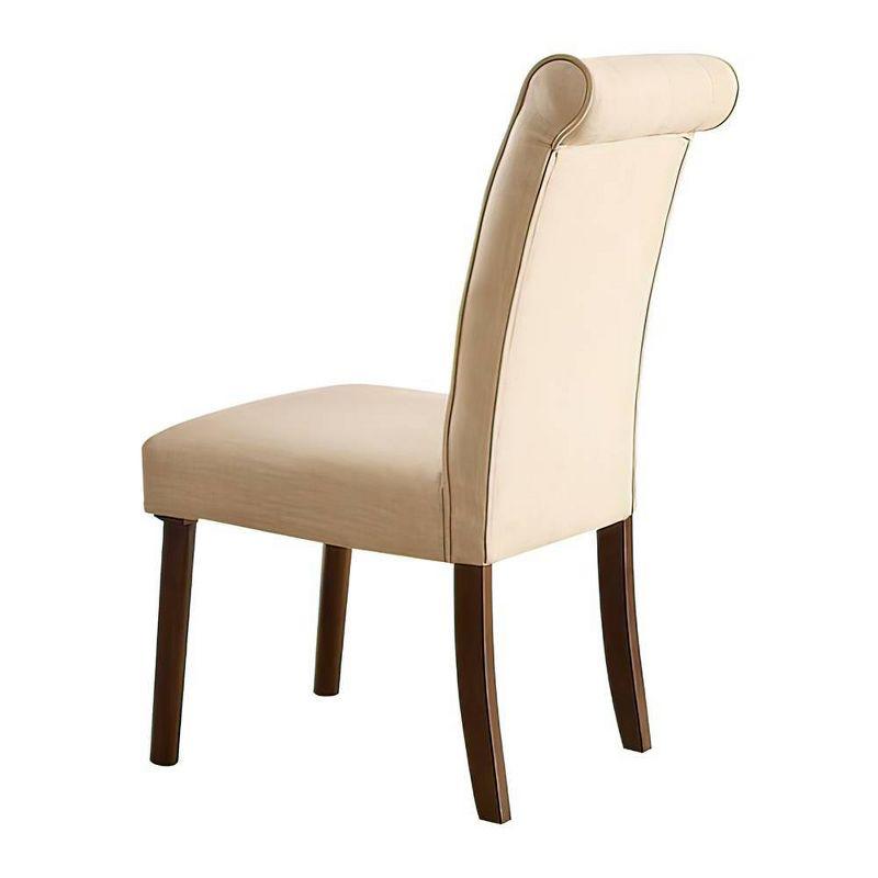 Set of 2 19" Gasha Dining Chairs Beige Linen/Walnut - Acme Furniture: Armless, Button Tufted, Wood Legs