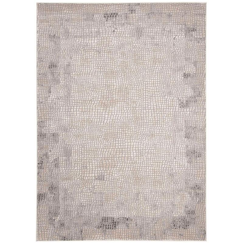 Abstract Gray Hand-Knotted Easy Care Synthetic Area Rug