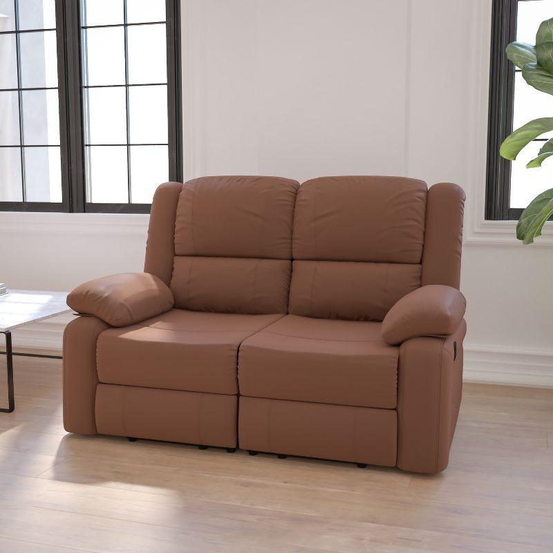Flash Furniture Harmony Series Chocolate Brown Microfiber Loveseat with Two Built-In Recliners
