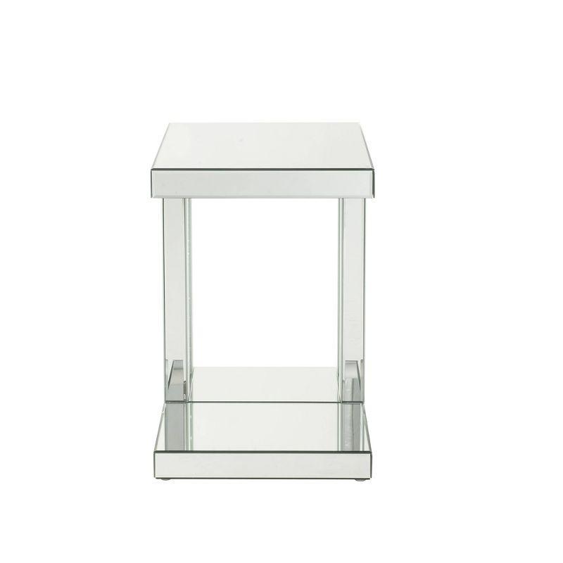 20" Nysa Accent Table Mirrored & Faux Crystals Inlay: No Assembly, Square Legs - Acme Furniture