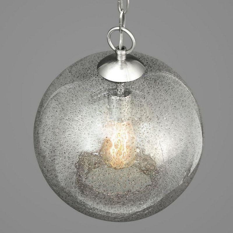 Progress Lighting Malbec 1-Light Pendant, Brushed Nickel, Clear Textured Artisanal Glass Shade