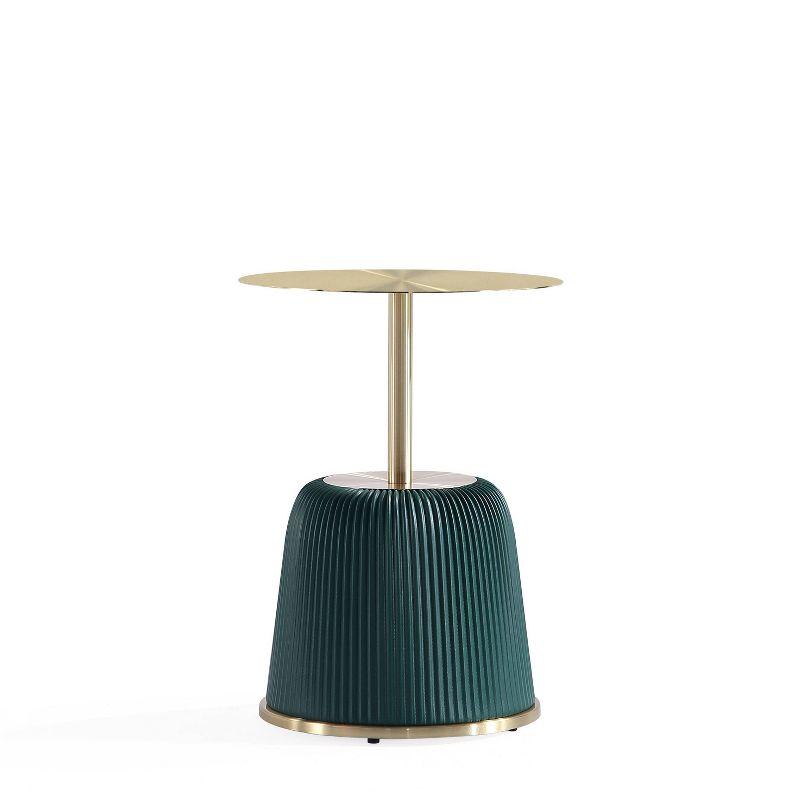 Manhattan Comfort Anderson Modern Leatherette Upholstered End Table with Gold Tabletop Green: Stainless Steel, No Assembly Required
