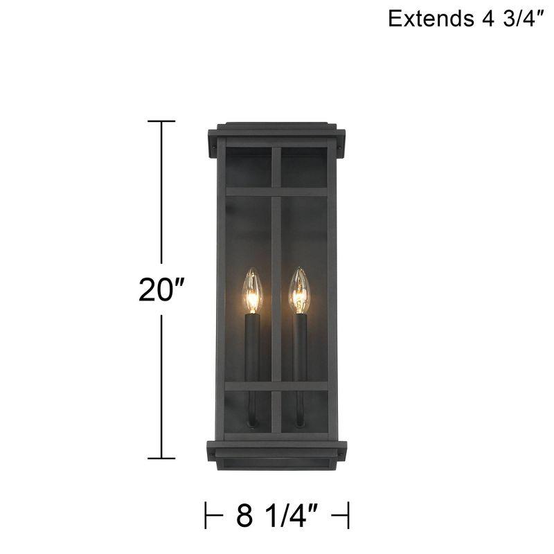 Possini Euro Design Metrix 20" High Farmhouse Rustic Rectangular Outdoor Wall Light Fixture Mount Porch House Exterior 2-Light Black Clear Glass Shade