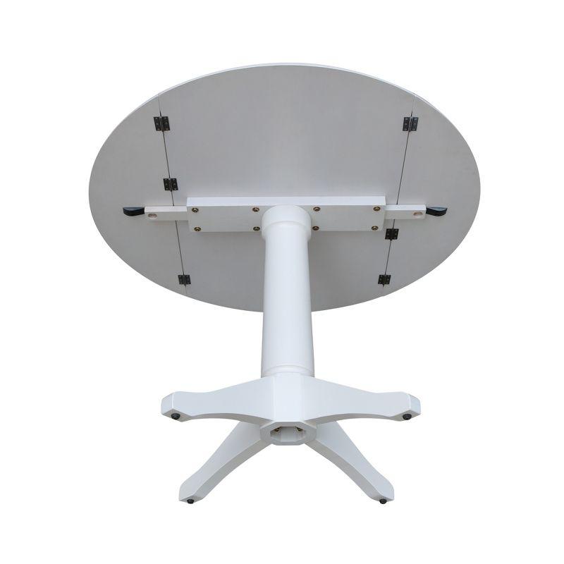 42" Nina Round Top Dual Drop Leaf Pedestal Table White - International Concepts